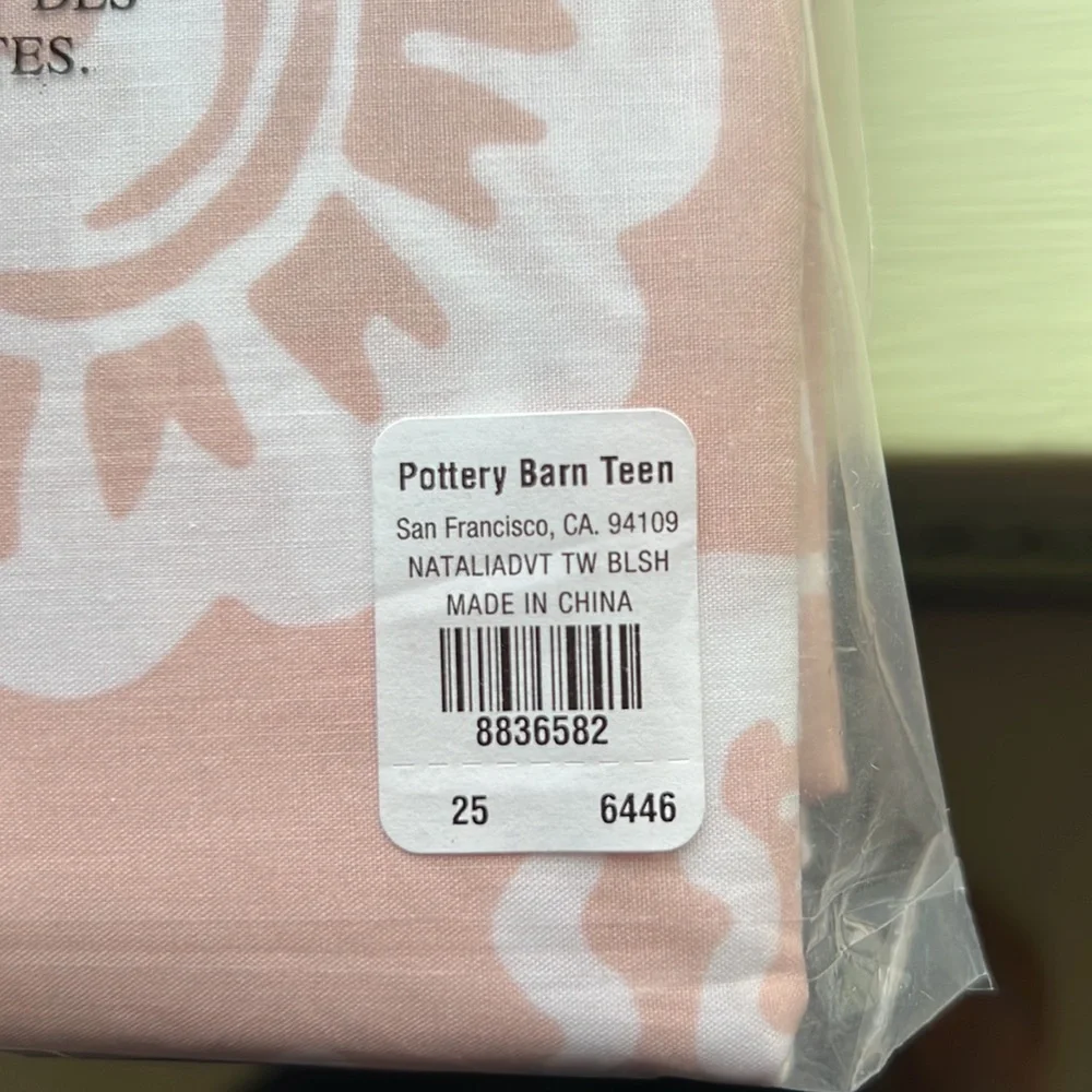 Pottery Barn Teen Dorm, duvet cover & standard sham set Blush Pink & White NWT